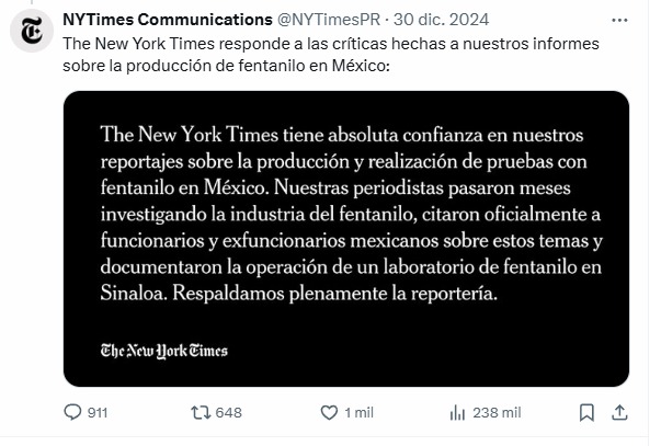 Respuesta del NYT